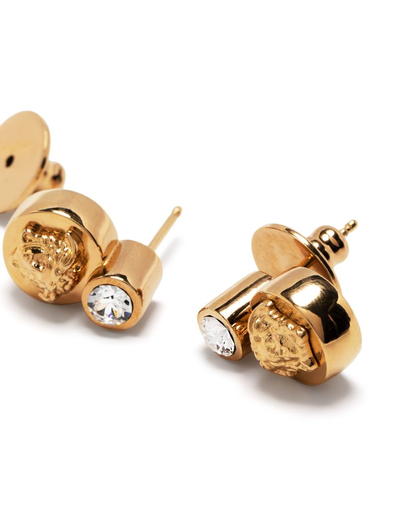 Gold-tone Medusa Crystal Stud Earrings