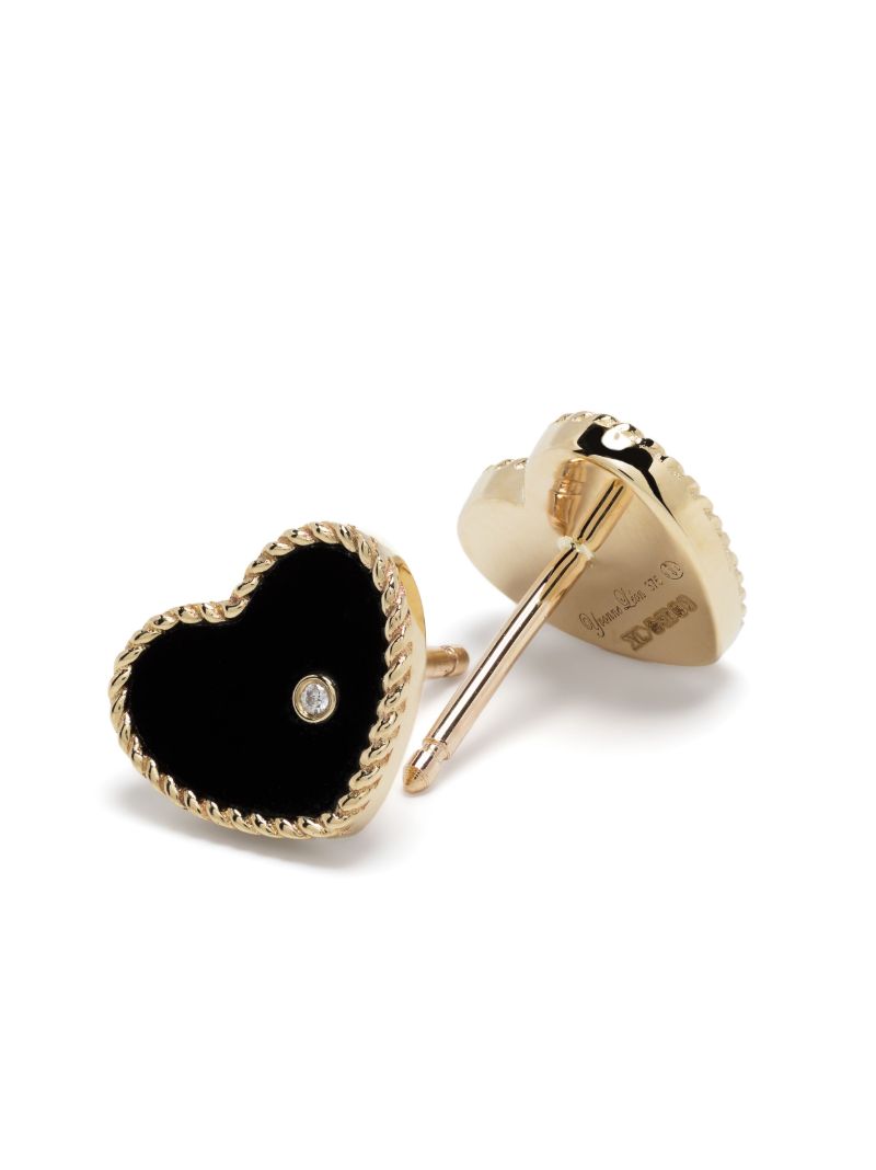 9k Yellow Gold Baby CÃ_x0085_â_x0080__x009c_ur Onyx and Diamond Stud Earrings