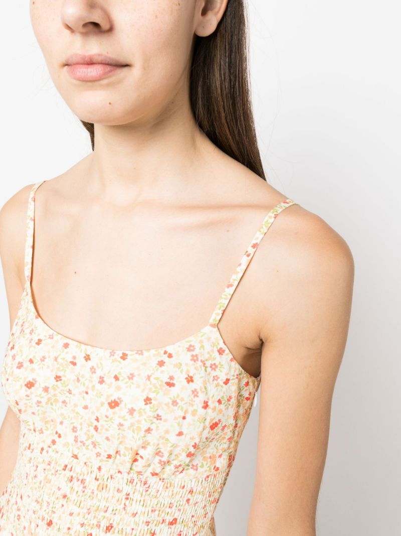 Neutral Floret Print Midi Dress