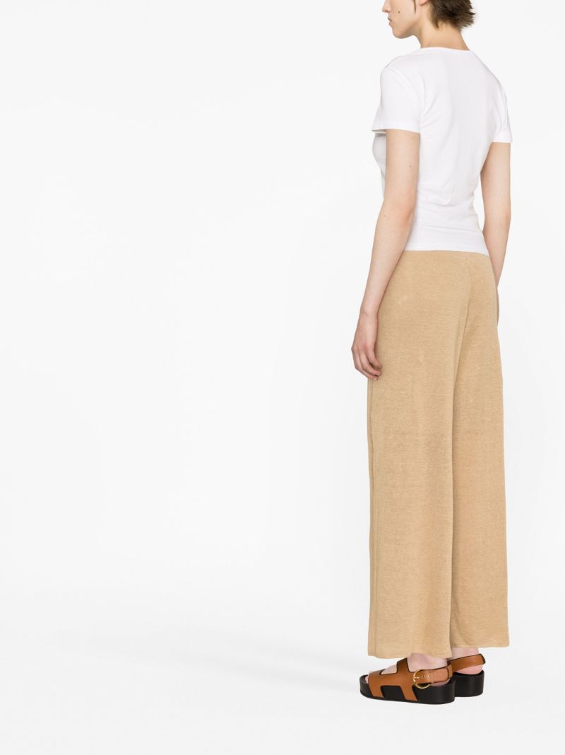 Neutral Tamile Linen Wide-leg Trousers