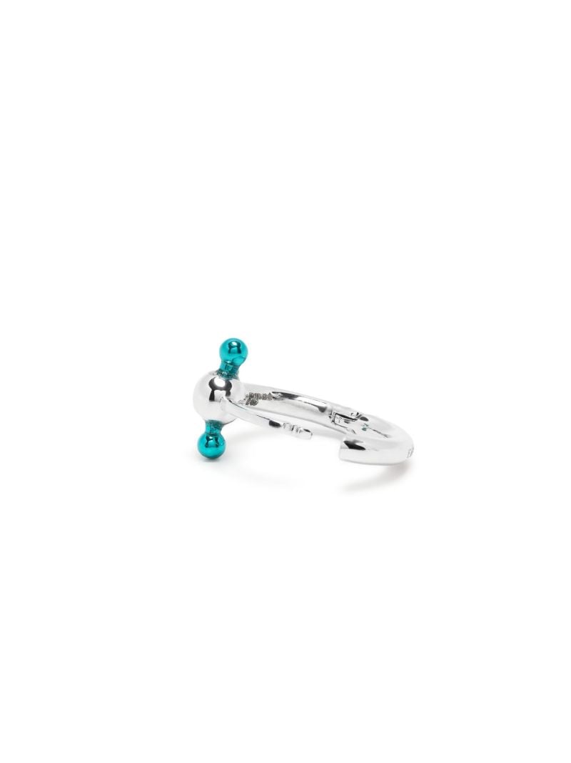 18k White Gold Blue Bar Mini Single Hoop Earring