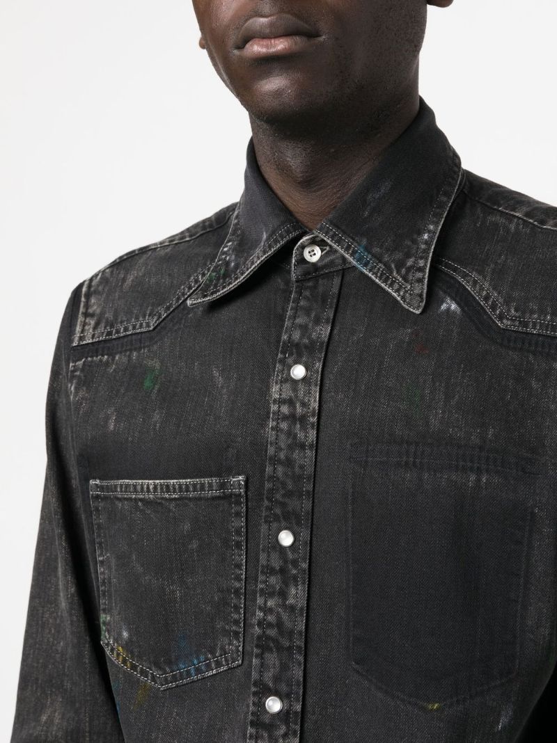 Black Point Collar Denim Shirt
