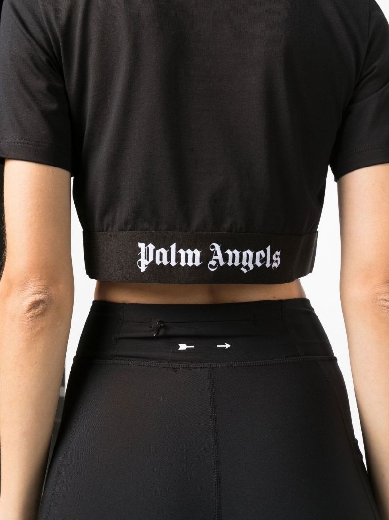 Black Logo Tape Cropped T-shirt