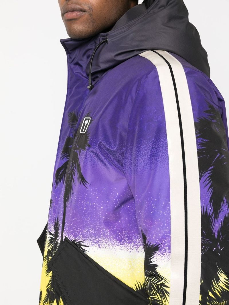 Purple Palm-print Hooded Jacket