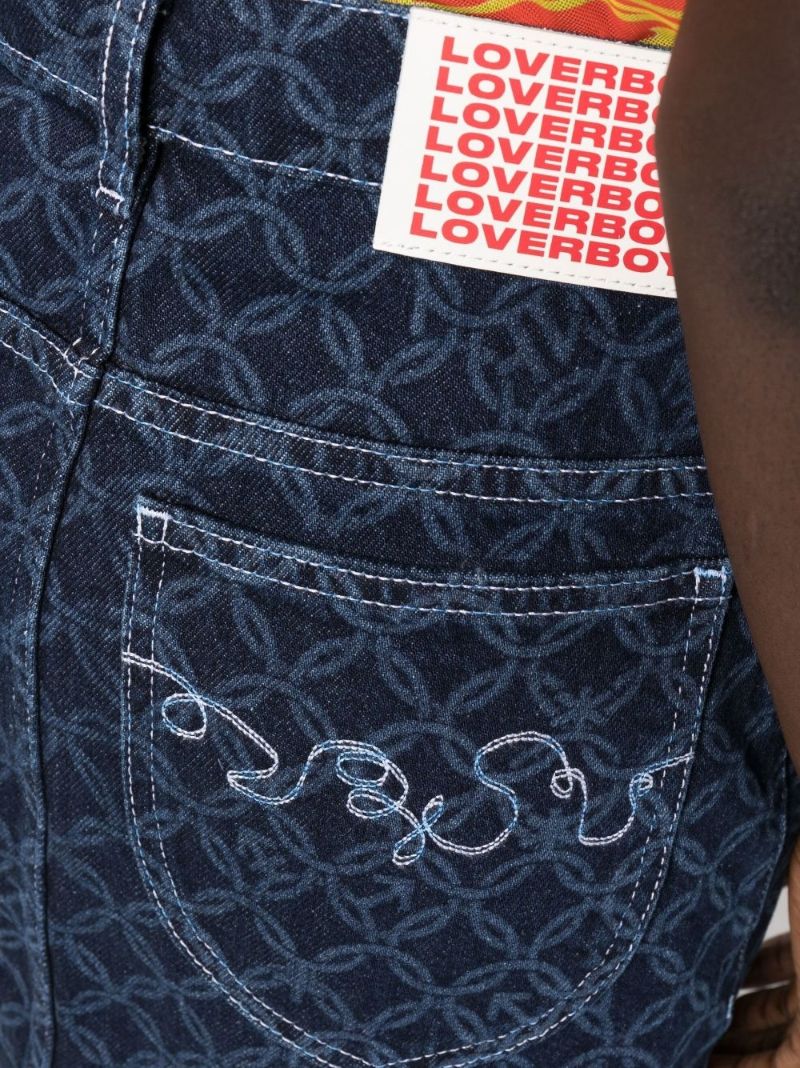 Blue Art Denim Mini Skirt