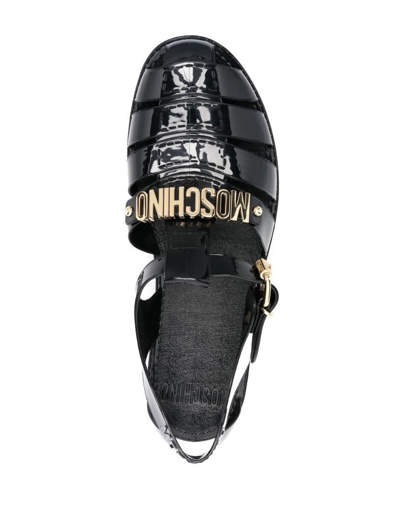 Black Logo Plaque Jelly Sandals