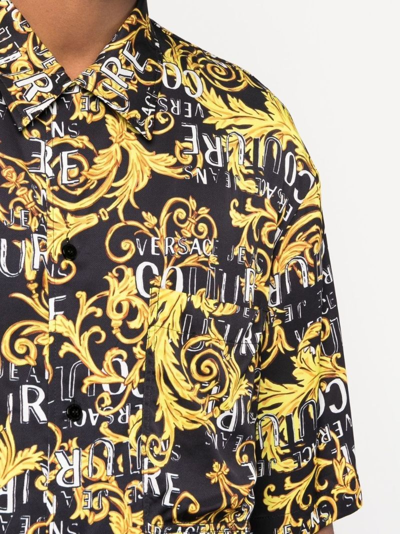 Black Baroque Print Short-sleeve Shirt