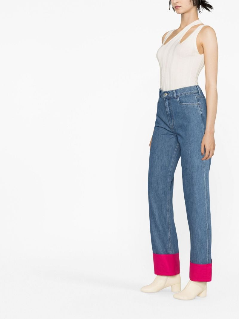 Blue Poppy Contrast Cuff Straight-leg Jeans