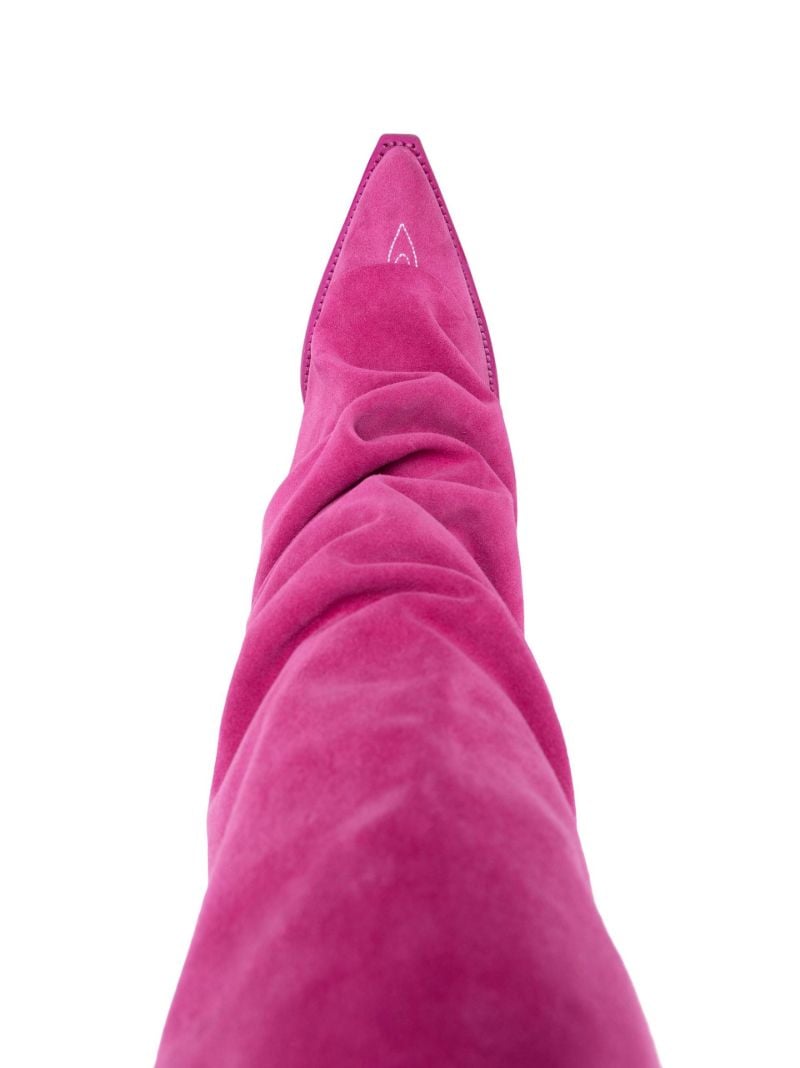 Pink Mid Cowboy Suede Boots