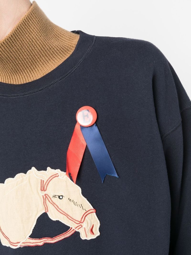 Blue Pony AppliquÃ_x0083_© Cotton Sweatshirt