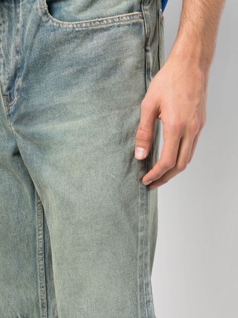 Blue Faded Straight-leg Jeans