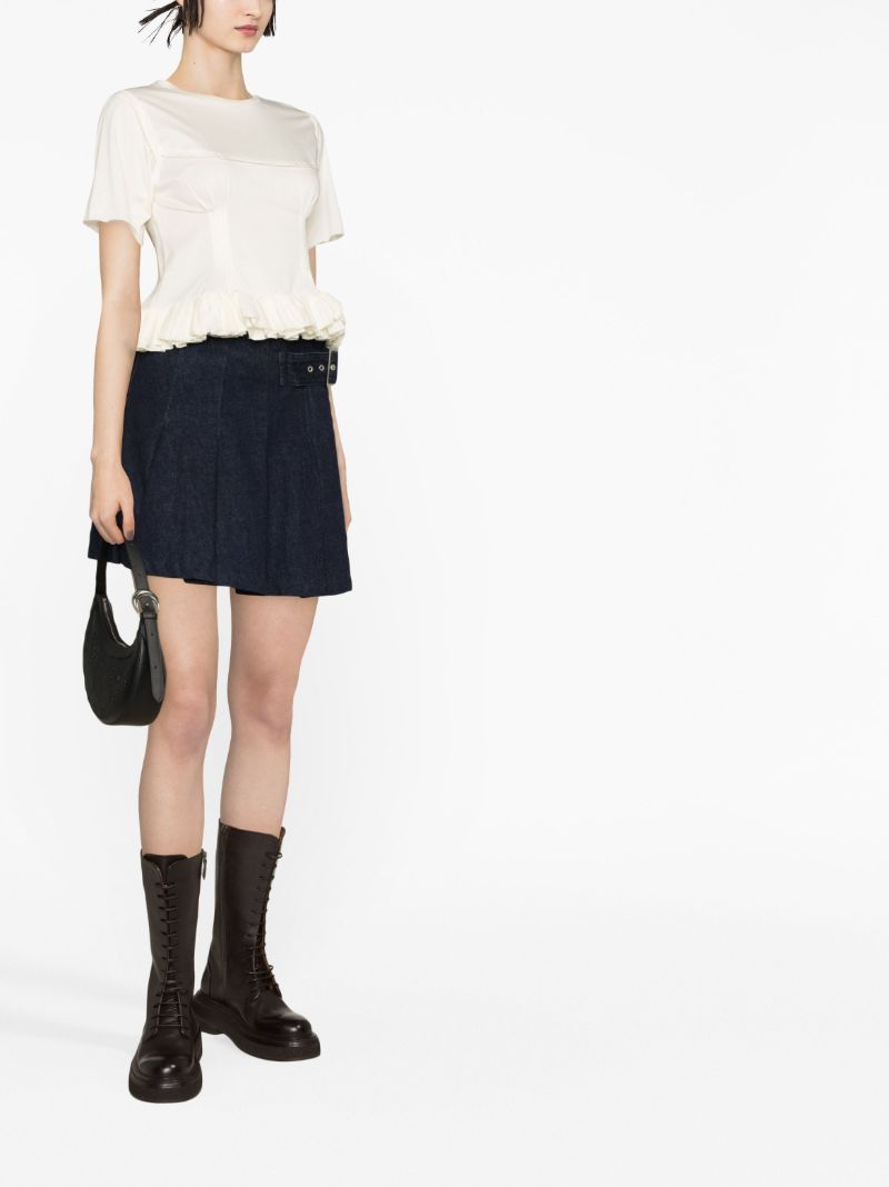 White Claire Ruffled Cotton T-shirt
