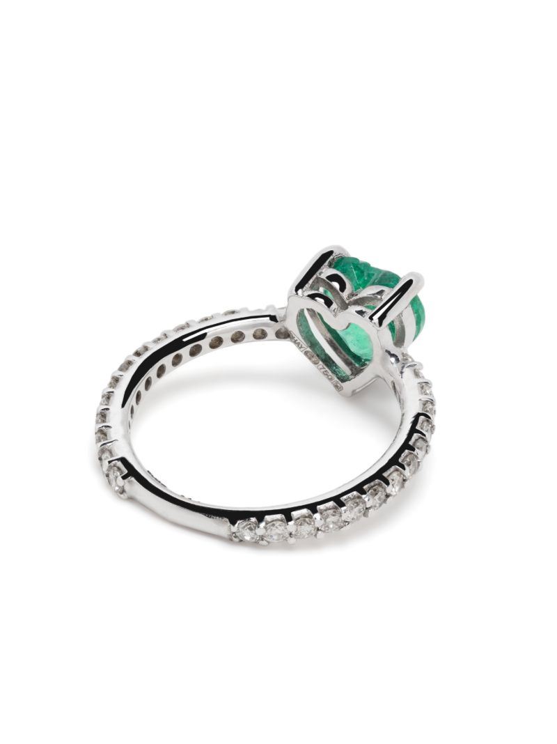 18k White Gold Emerald and Diamond Ring