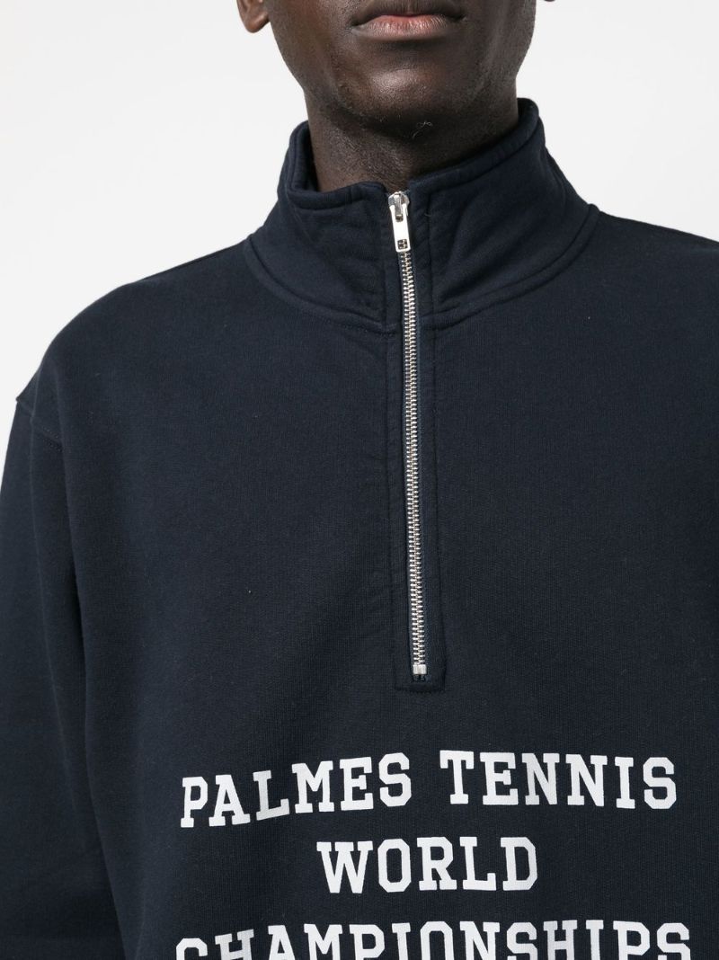 Blue Logo Print Half-zip Sweatshirt