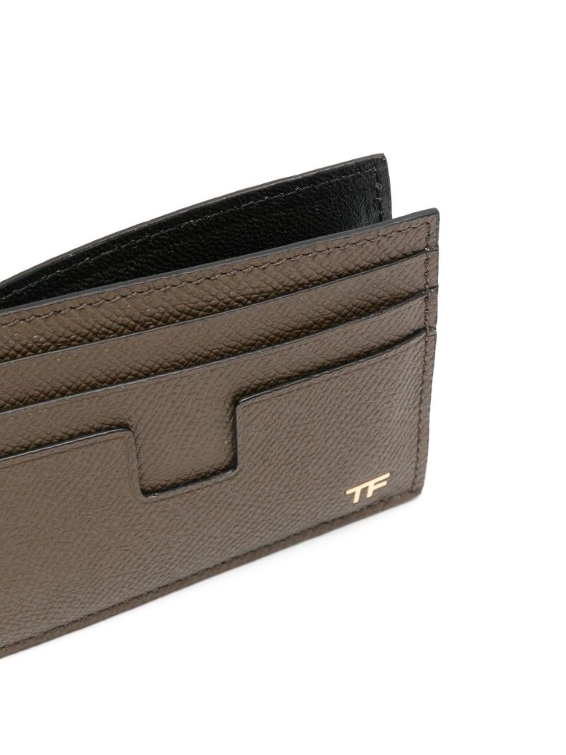 Brown Logo Plaque Leather Card Holder