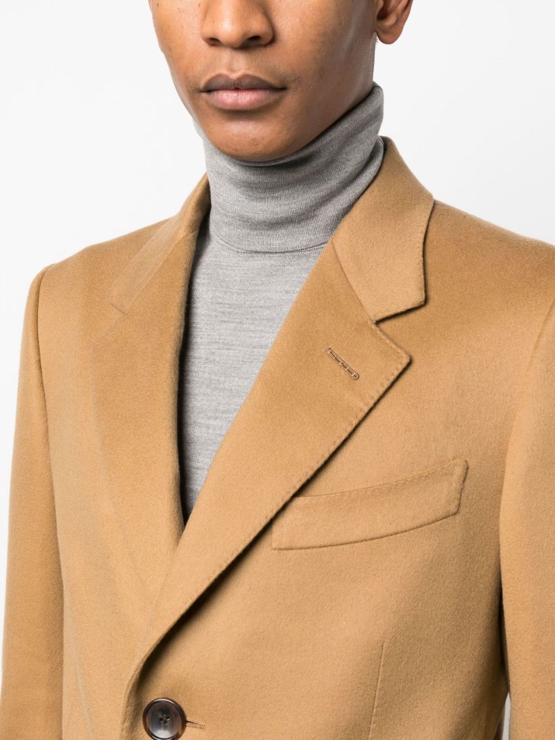 Neutral Single-breasted Cashmere Coat