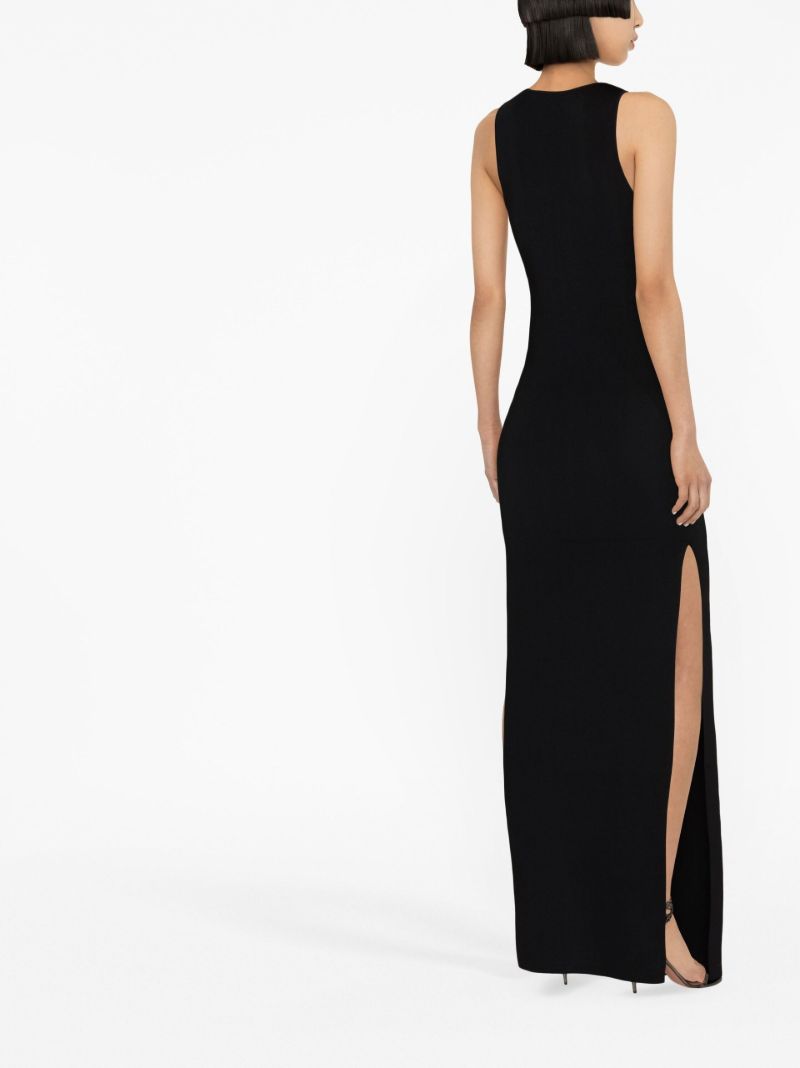 Black Bombu Plunge Neck Dress
