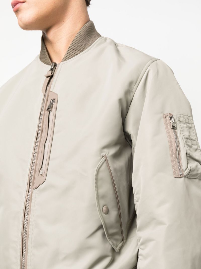 Neutral Contrast-trim Bomber Jacket