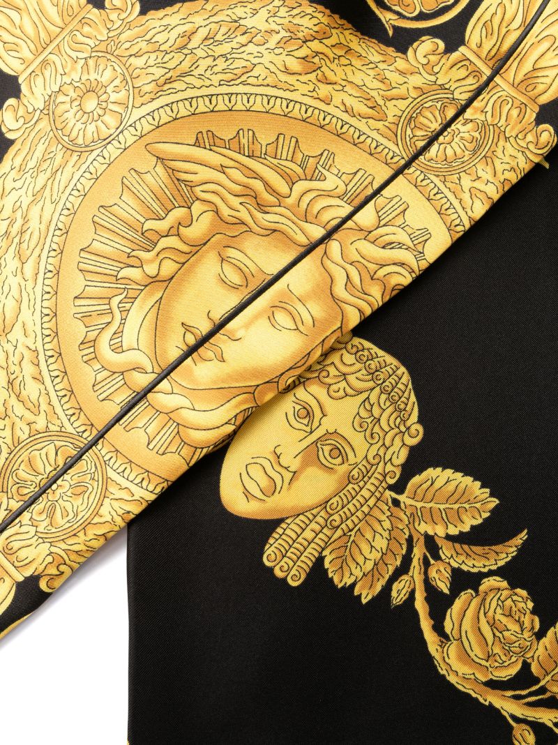 Black Barocco Print Silk Trousers