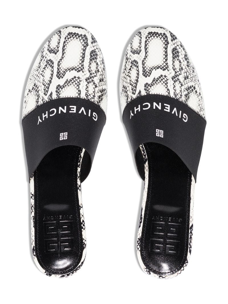Black Bedford 4g Snake Effect Leather Mules