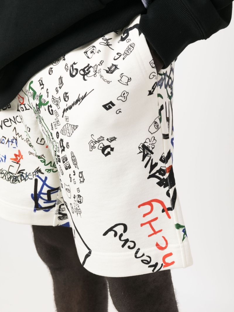 White Graffiti Cotton Track Shorts