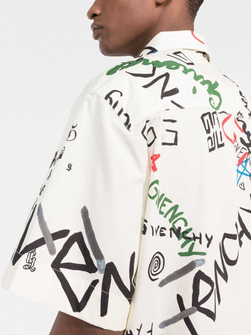 Neutral Graffiti Print Cotton Shirt