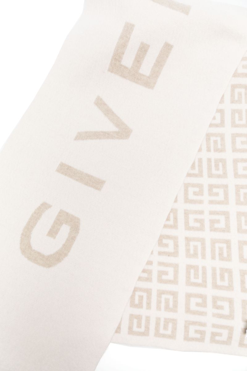 White Logo Wool Scarf