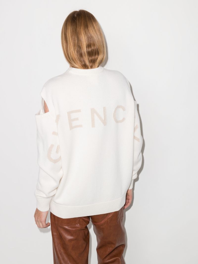 White Cut-out Knit Sweater