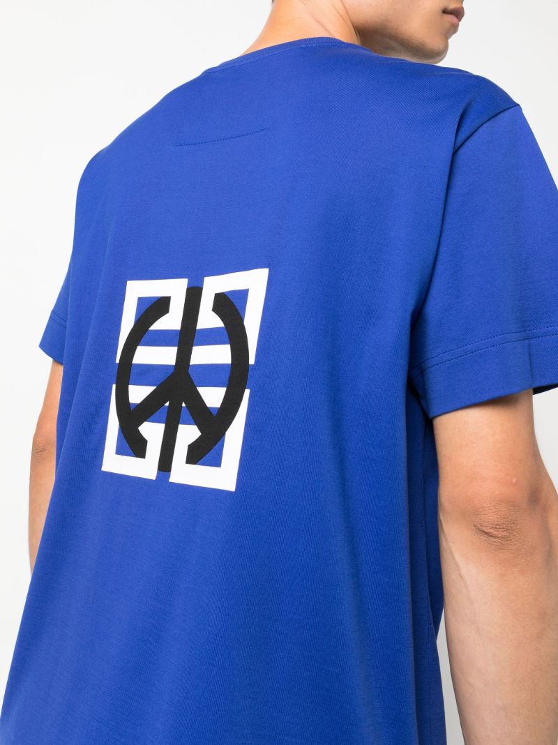 Blue Logo Print Cotton T-shirt