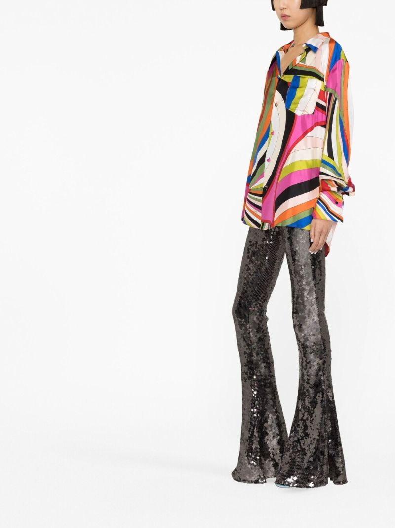 Multicolour Iride Print Silk Shirt