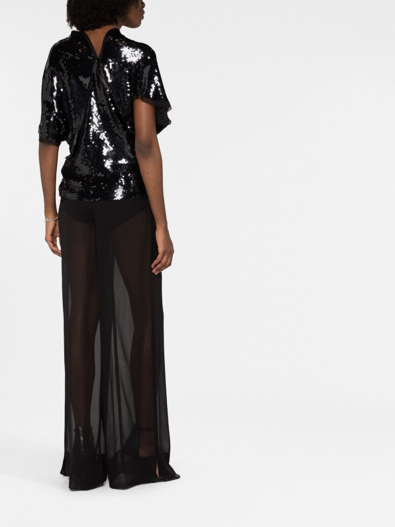 Black Sequin-embellished Silk Blouse
