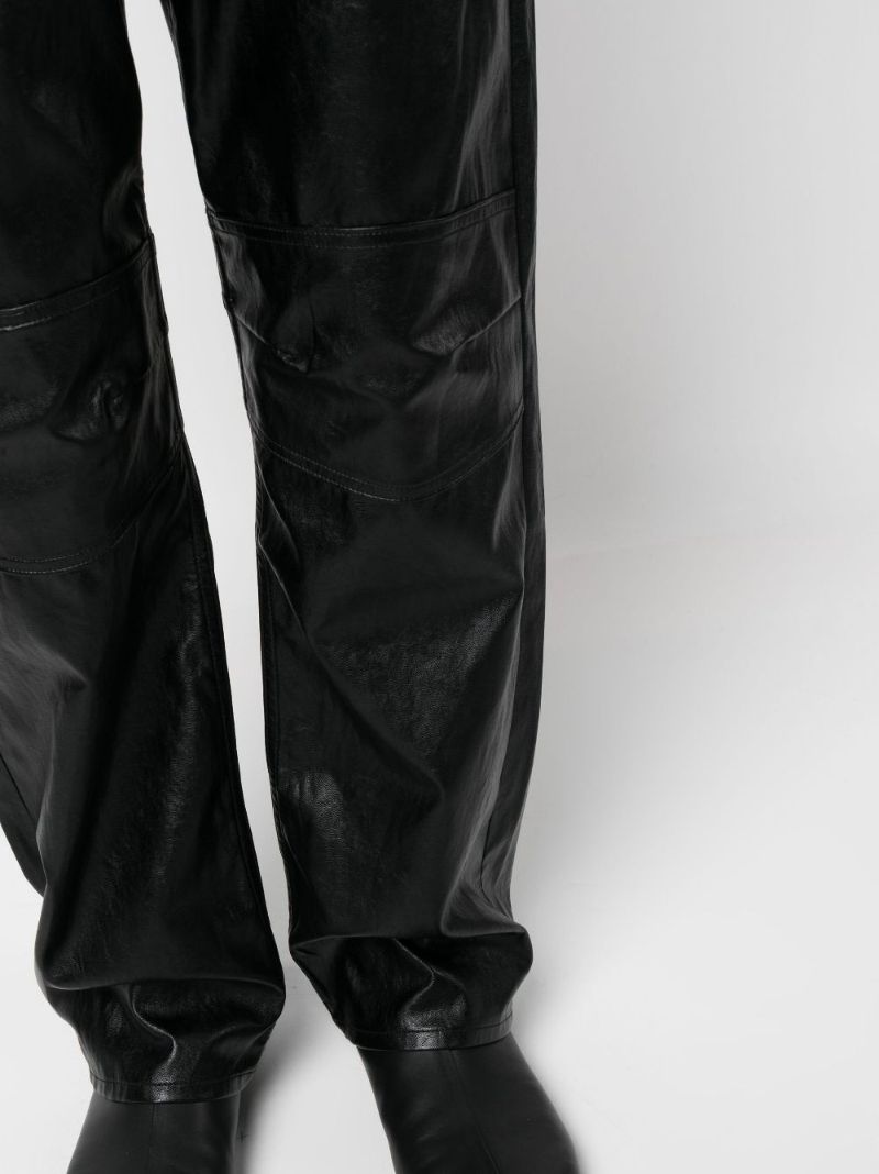Black Cageian Faux Leather Trousers