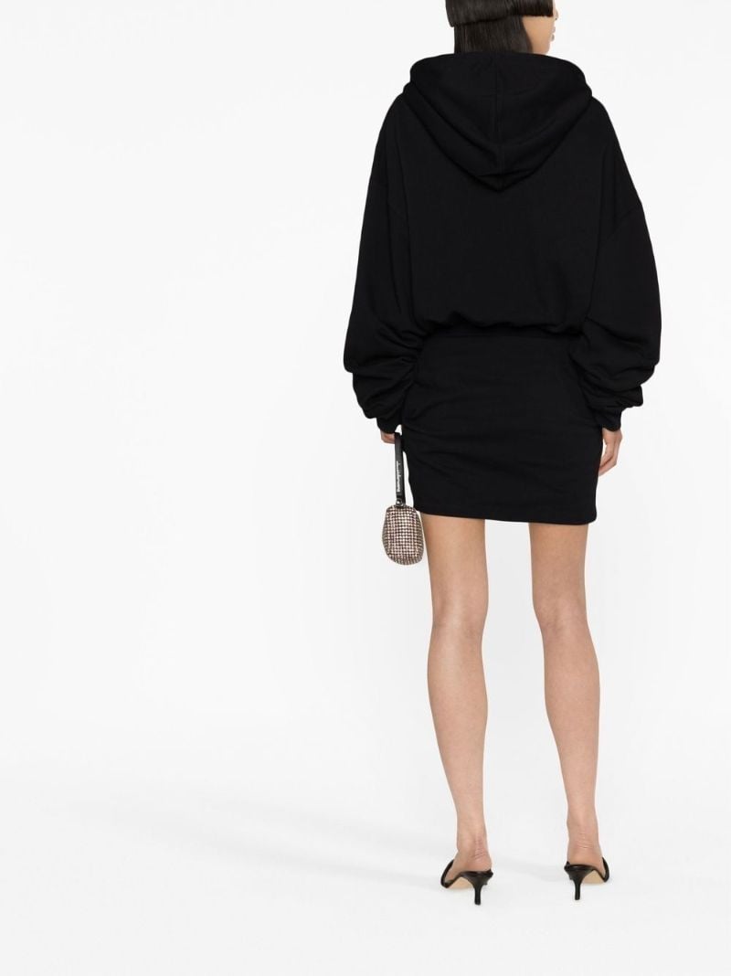 Black Logo Embroidered Hoodie Dress