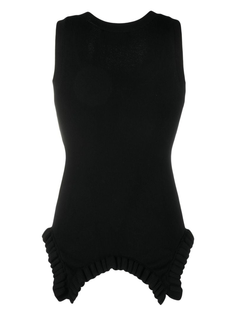 Black Pearl Embellished Ruffle Knit Top