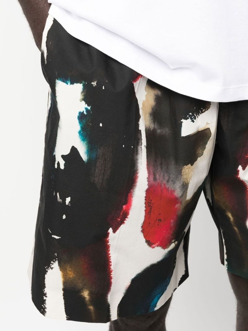 Black Logo Print Cotton Shorts