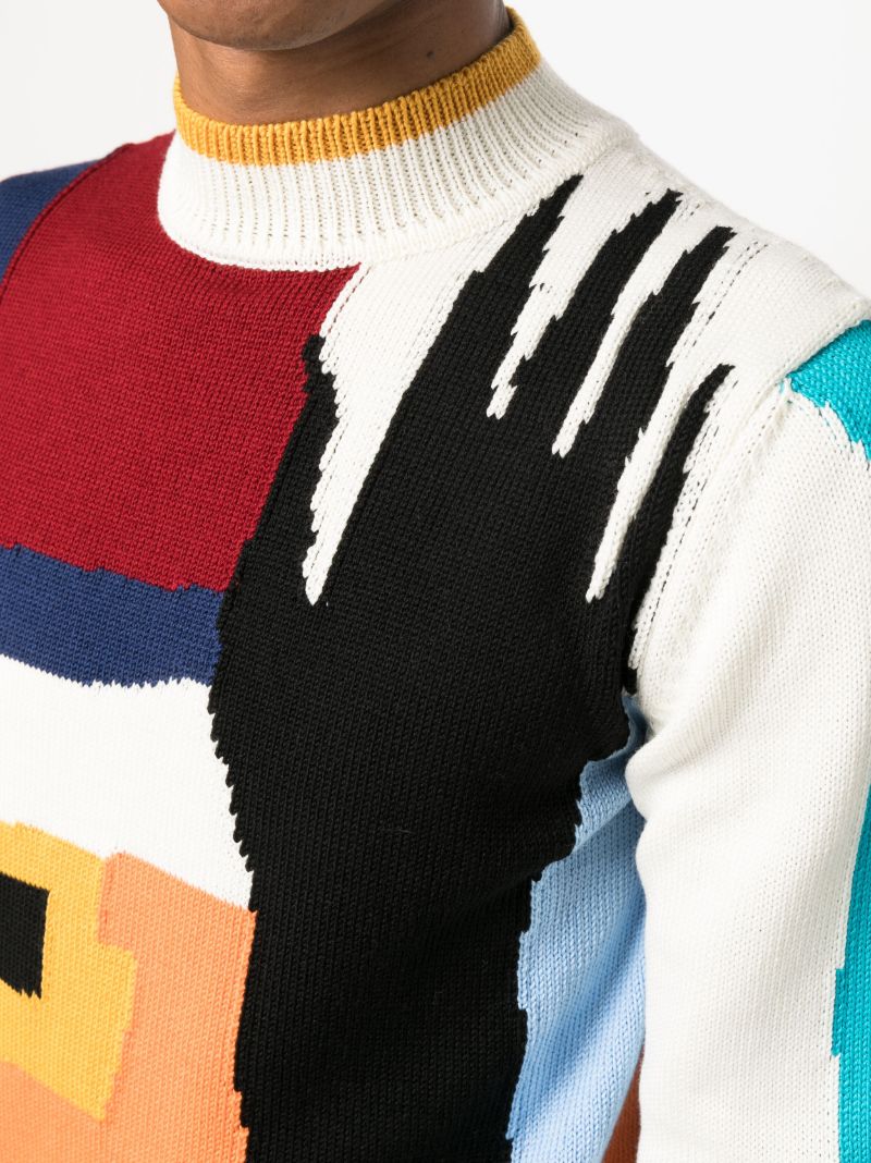 White Community Intarsia Knit Jumper