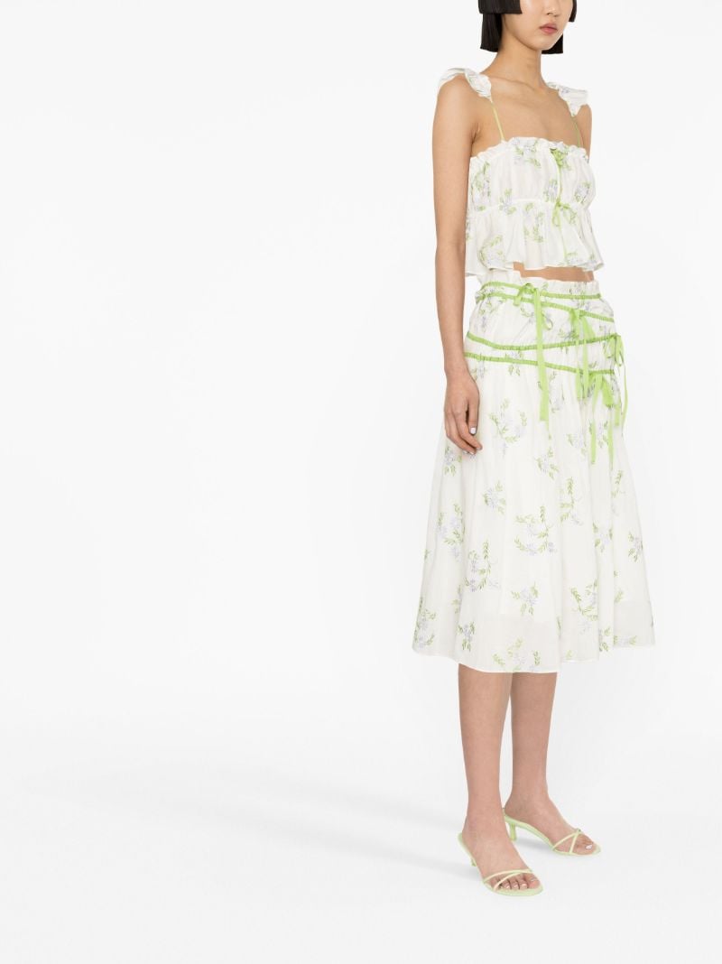 White Floral Embroidered Midi Skirt