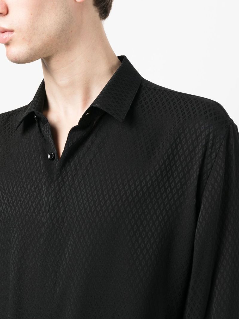 Black Silk Diamond Jacquard Shirt