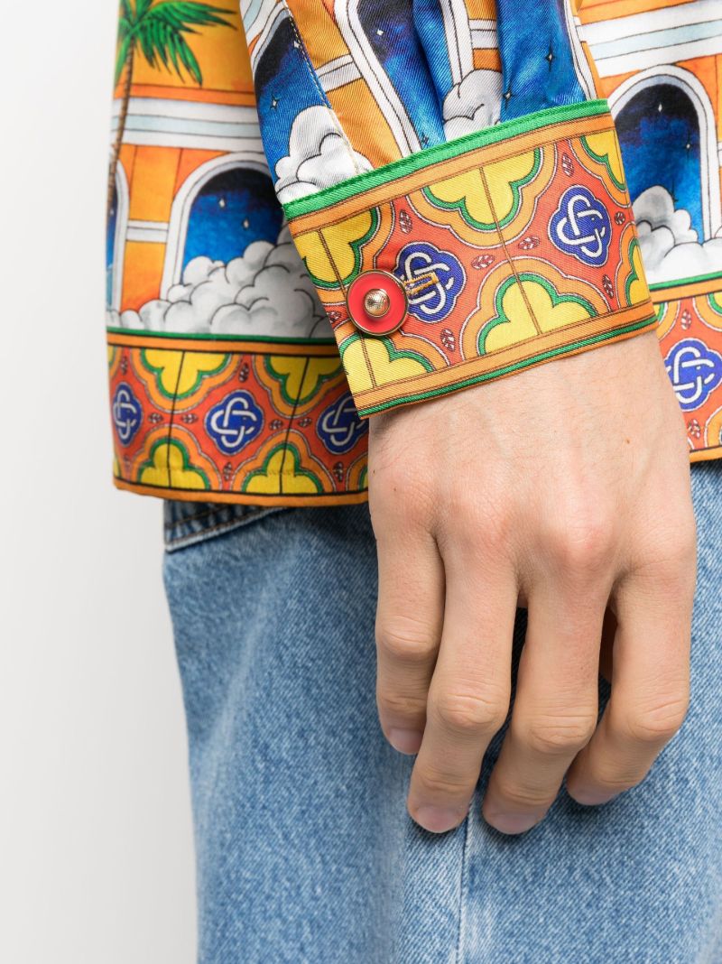 Blue Maison D'ete Printed Silk Shirt
