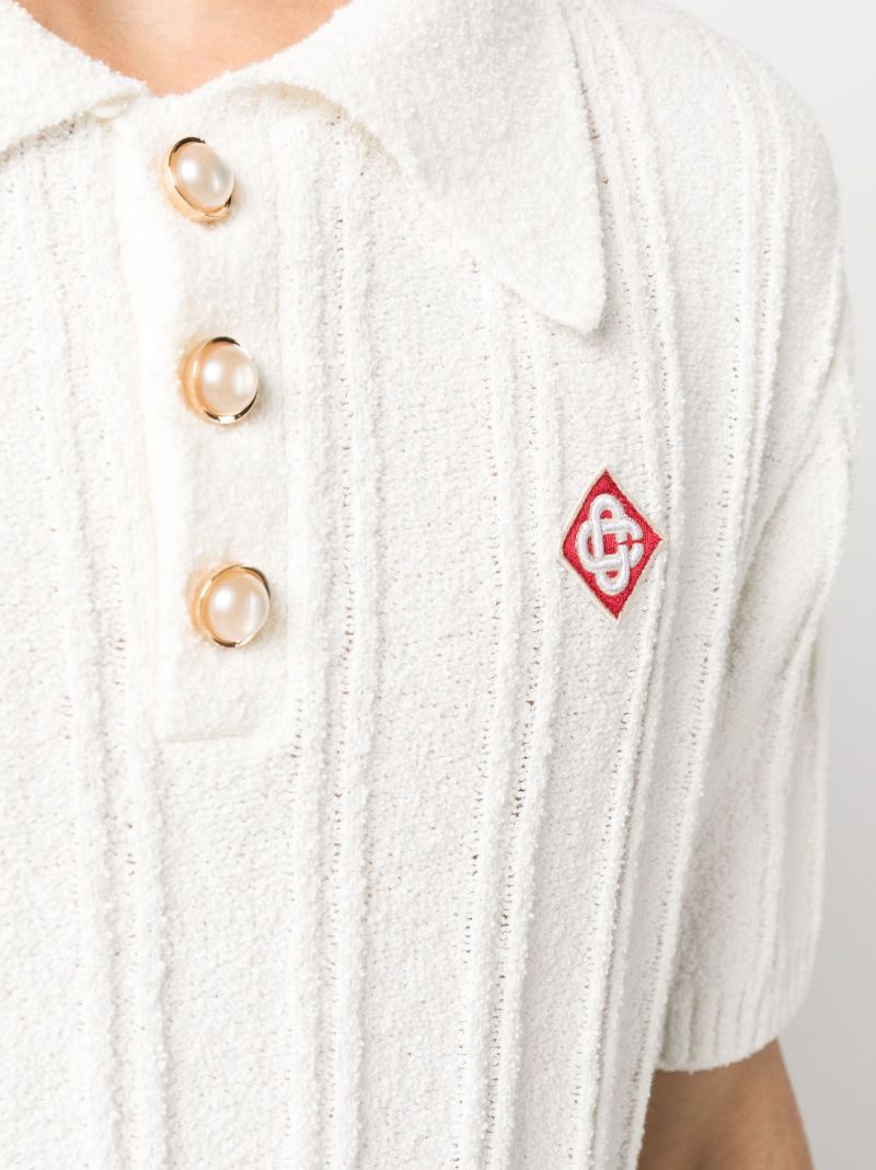 White Logo Patch Polo Shirt