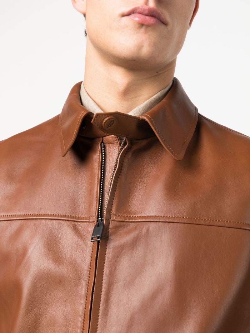 Brown Zip-up Leather Jacket