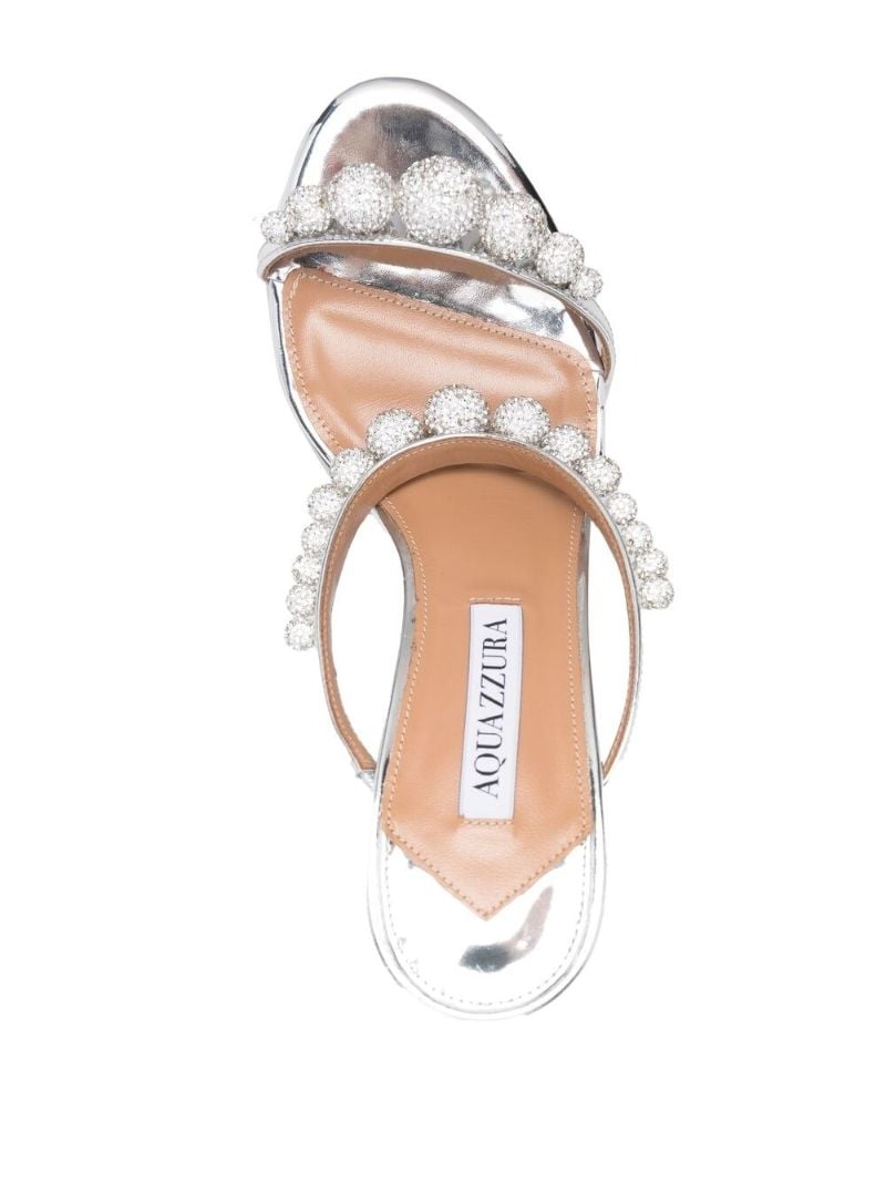Silver Disco Dancer 75 Crystal Leather Mules