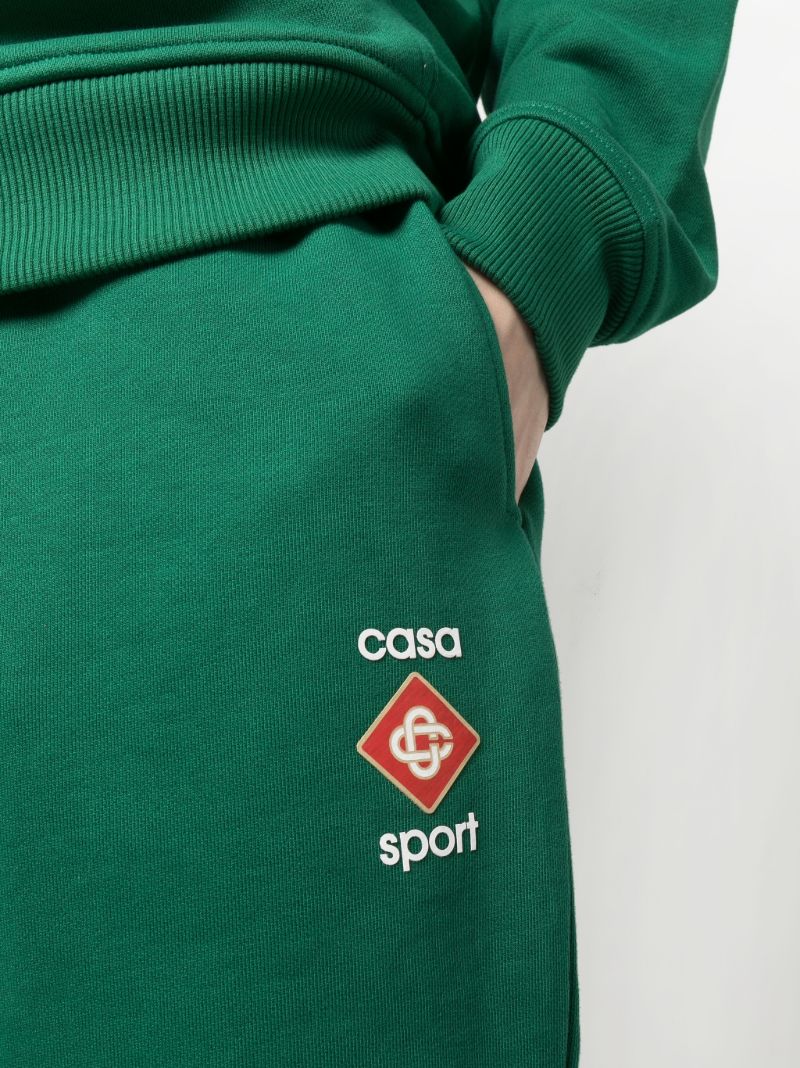 Green Logo Print Track Pants