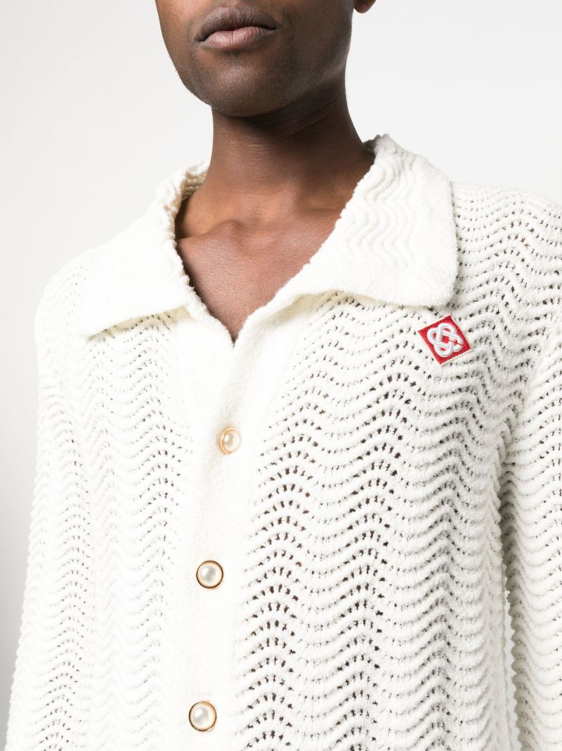 White Wavy Gradient Knit Shirt