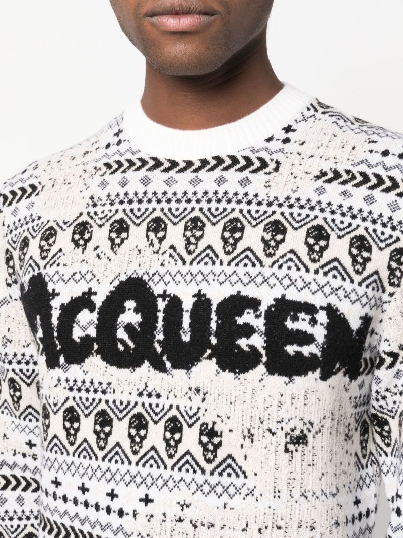 Neutral Logo Fair Isle Wool Sweater