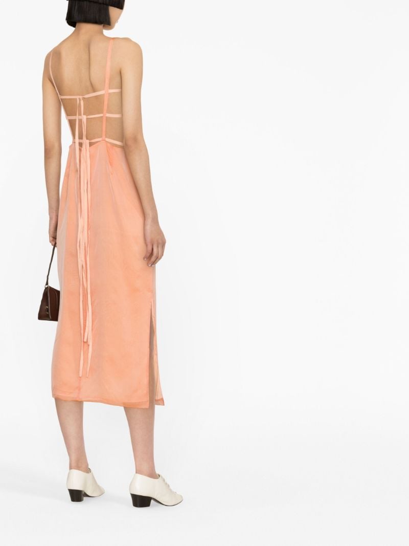Orange Nym Silk Chiffon Midi Dress