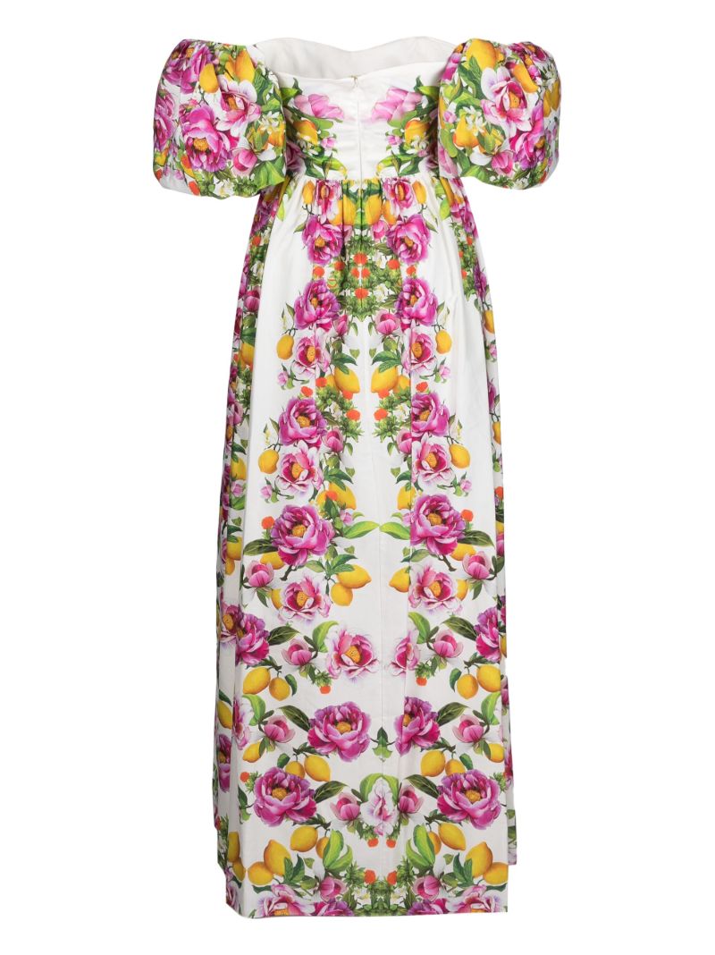 Pink Juliet Floral Print Off-shoulder Maxi Dress