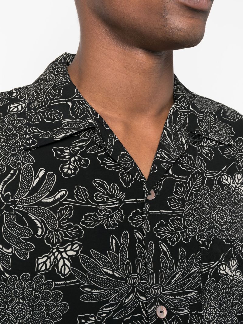 Black Floral Print Hawaiian Shirt