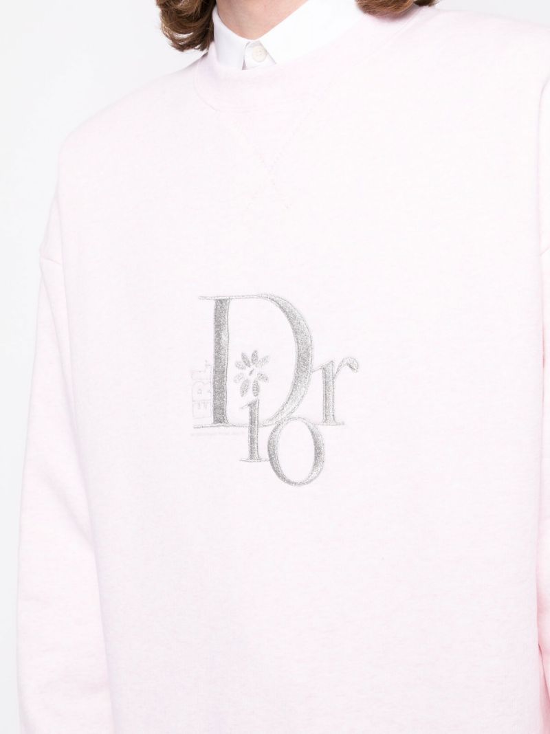 Pink Embroidered Logo Fleece Sweatshirt