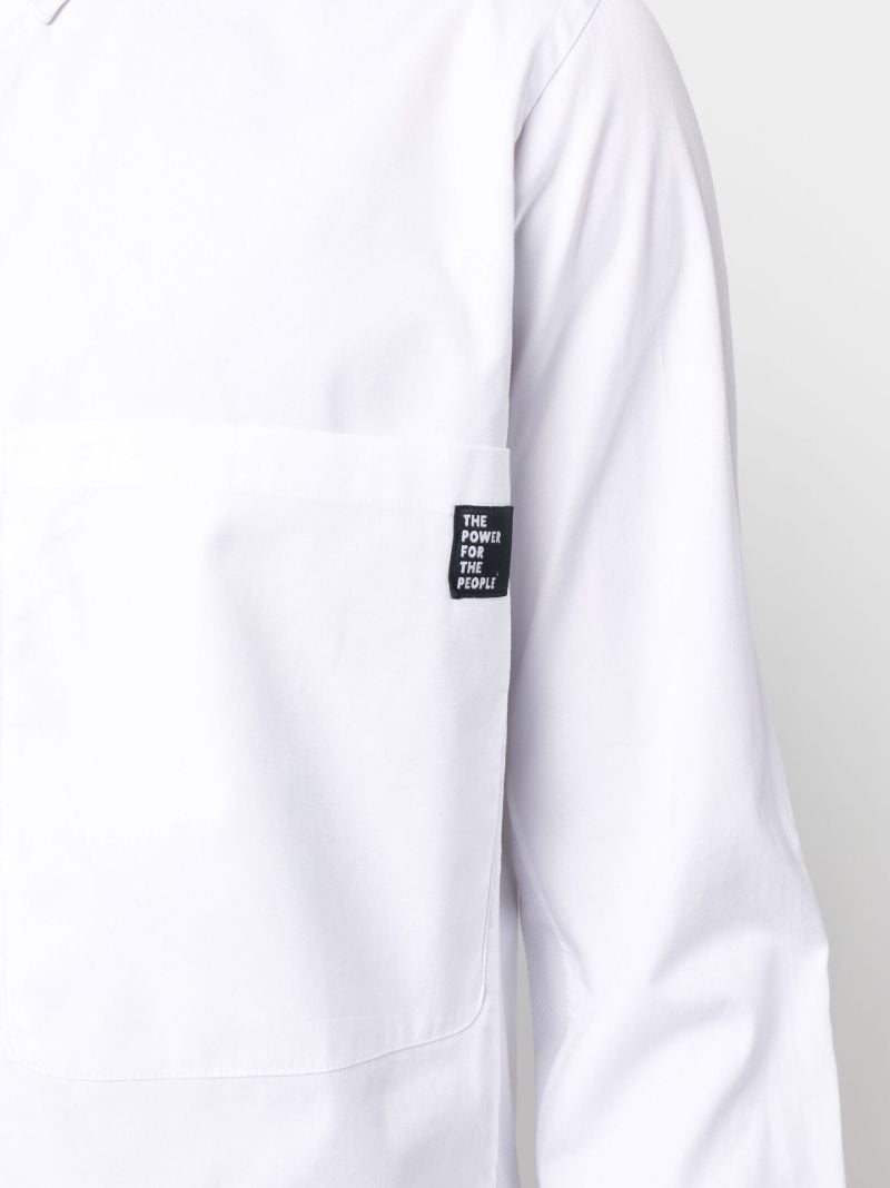 White Logo Patch Cotton Shirt